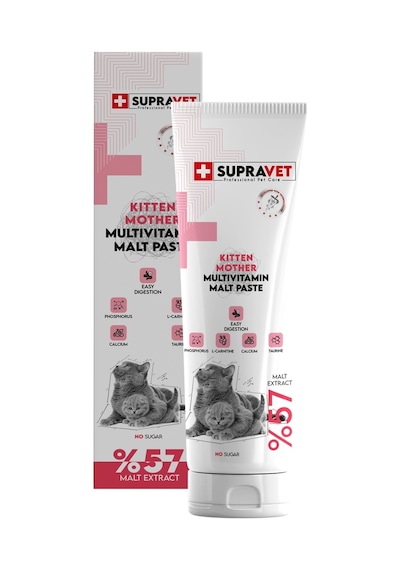 Supravet Hamile ve Yavru Kediler İçin Kalsiyum ve Taurinli Multi Vitamin Kedi Macunu 100 G
