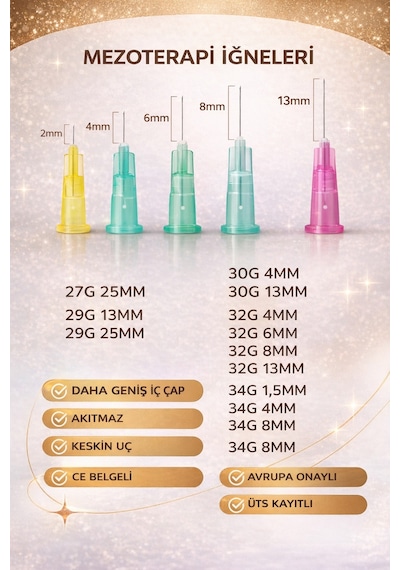 32g X 2mm Mezoterapi Steril İğnesi 100 Adet 1 Kutu