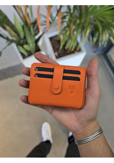 Visso 8600 Hakiki Deri Unisex Kişiye Özel Cüzdan Çanta Turuncu