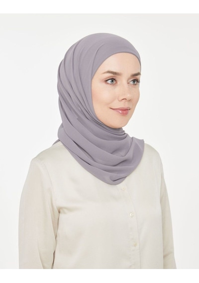 Melodi Scarf Kadın Tesettür Pratik Boru Boneli Hazır Şifon Şal Koyu Gri Koyu Gri