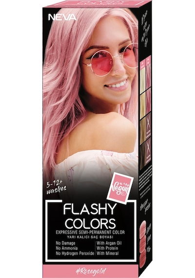 Neva Color Flashy Colors Yarı Kalıcı Saç Boyası Rose Gold / Roze Altın 100 ML