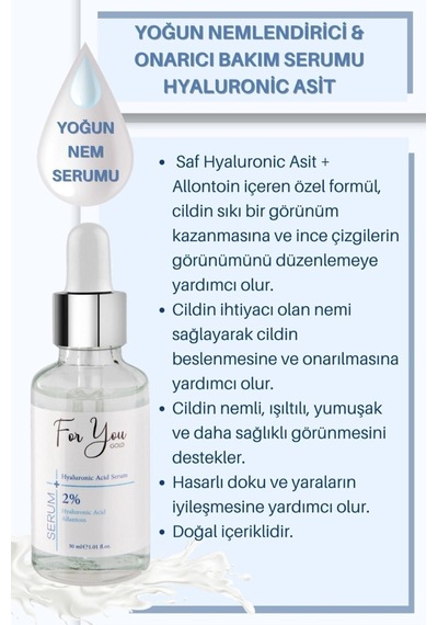 Yoğun Nemlendirici & Onarıcı Bakım Serumu Hyaluronic Asit Allontoin Serum 30 Ml