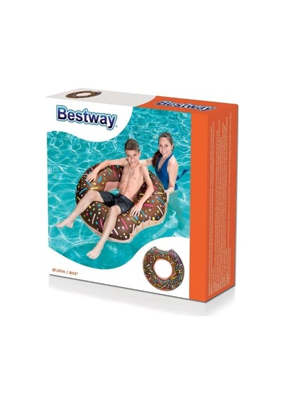 Bestway Kutulu İki Renk Tutunmalı Donut Simit 36118 + Tamir Set Pembe Çok Renkli