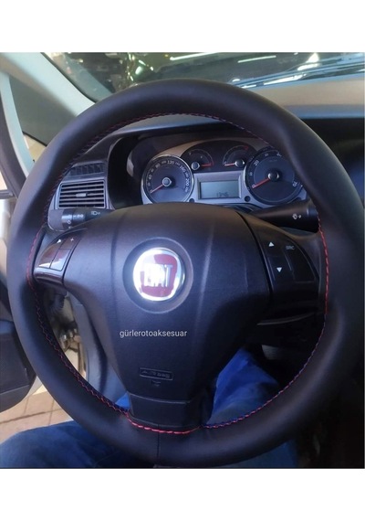 Fiat Fiorino Uyumlu Deri Direksiyon Kılıfı Soft Kırmızı Ipli 10.5cm A+plus