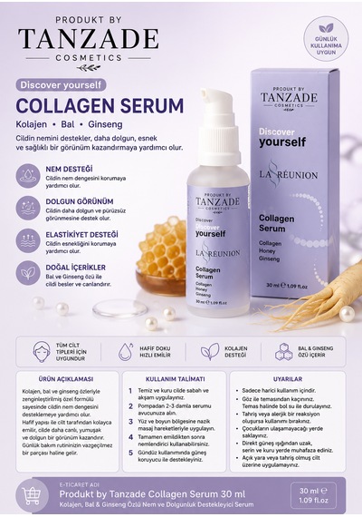 Produkt By Tanzade Kolajen Bakım Serumu 30 Ml Bal & Ginseng Özlü Nemlendirici Yüz Serumu