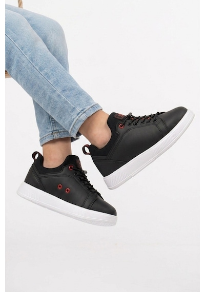 Walkway Siyah-kırmızı Lastik Bağcıklı Comfort Rahat Tabanlı Erkek Çocuk Sneaker Balase F Siyah - Kırmızı