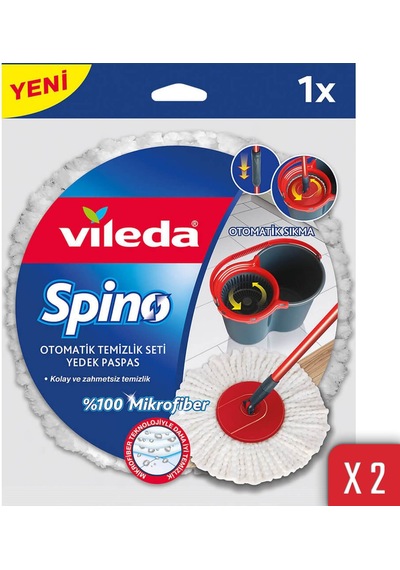 Vileda Spino Yuvarlak Mikrofiber Yedek Paspas 2'li Paket