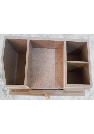 Hobi Adn Dekoratif Kalemlik Tek Çekmece Ahşap Mdf Ham Cnc Kesim Model El Yapım