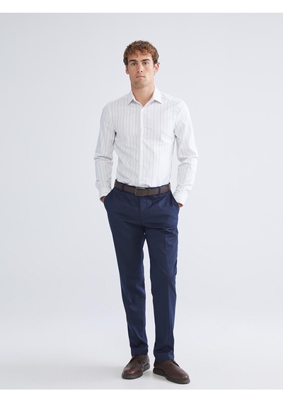 Lcw Busıness Bej Slim Fit Uzun Kollu Çizgili Erkek Gömlek