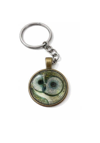 Unisex Baykuş Desenli Metal Anahtarlık Bronz Renk Aksesuar