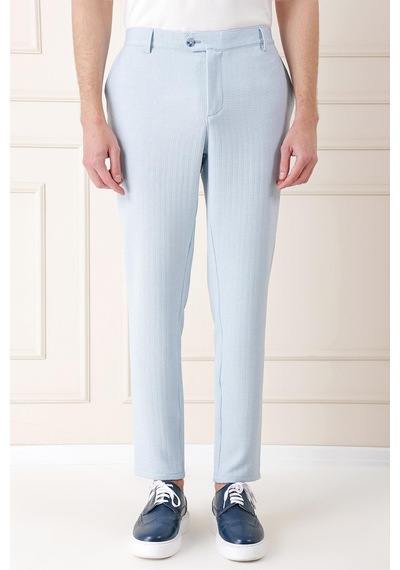 Efor Comfort Fit Beli Lastikli Balıksırtı Dokuma Casual Mavi Pantolon P 1155 Mavi