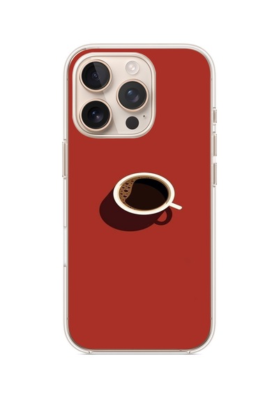 İphone 16 Pro Uyumlu Sade Kahve Kupası Baskılı Silikon Kılıf