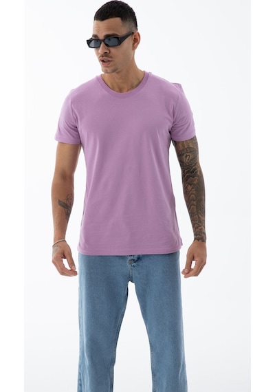 Erkek Pamuklu Kumaş Regular Fit Kesim Bisiklet Yaka T-shirt