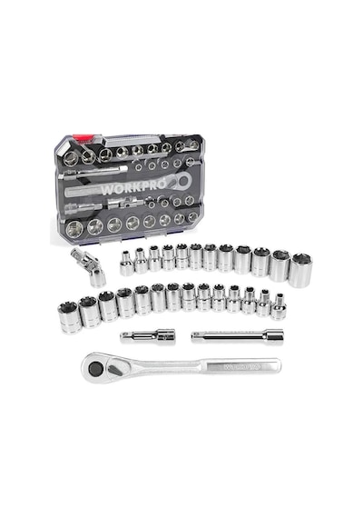 Workpro Wp202525 30 Parça 1/2 Cr-v Metrik/inç Profesyonel Lokma Takımı Fr Wp202525