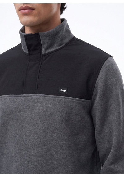 Jeep Antrasit Erkek Dik Relaxed Blok Sweatshirt C4wm-swt4228
