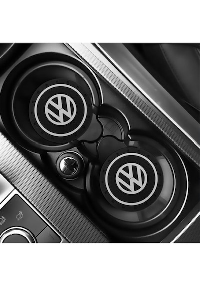 Silikon Bardaklık Altlığı 2 Li Set Araç Içi Bardak Altlığı Aksesuar Vw Logolu 72mm Siyah