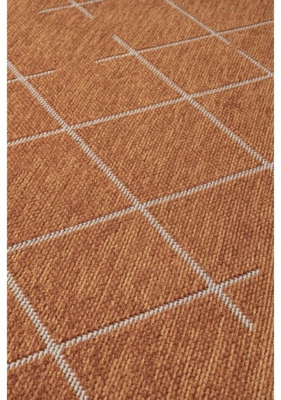 Malta Mlt01t Turuncu Dekoratif Şönil Kilim Geometrik Desen Yıkanabilir Yumuşak Kaymaz Taban Halı