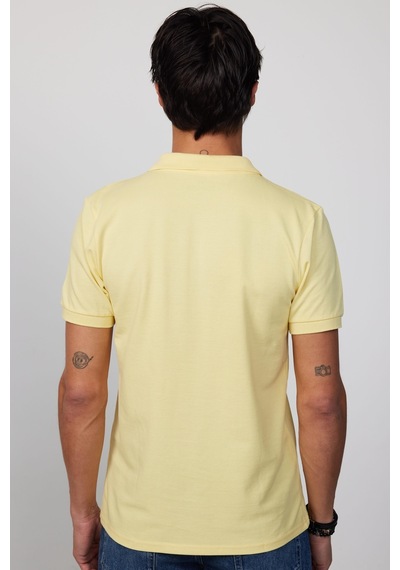 Tudors Erkek Slim Fit Dar Kesim Pamuklu Yumuşak Dokulu Serin Tutan Kumaş Düz Pike Polo Yaka Tişört-31627-sarı Sarı