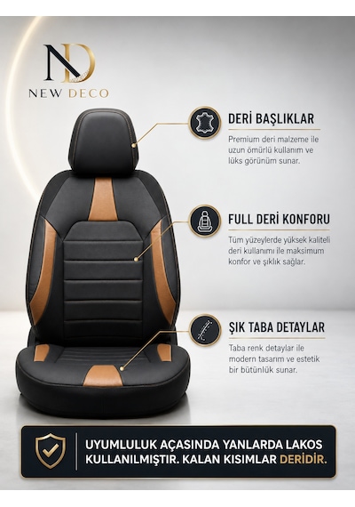 Toyota Auris 2006-2012 Uyumlu Premium Full Deri Oto Koltuk Kılıfı Airbag Uyumlu, Ortopedik, 4 Mevsim 82111332