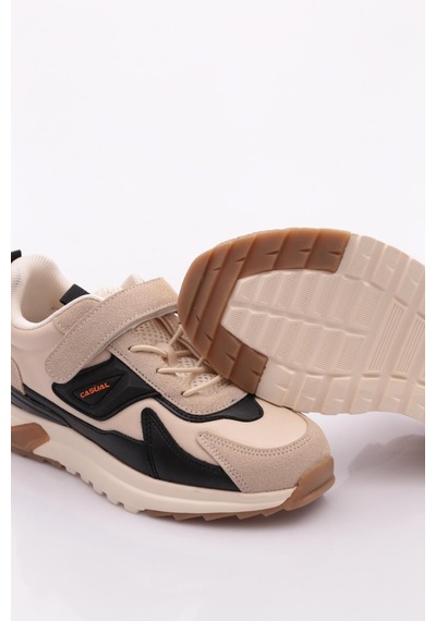 Pepino 1741 Çocuk Filet Spor Ayakkabı Krem Siyah
