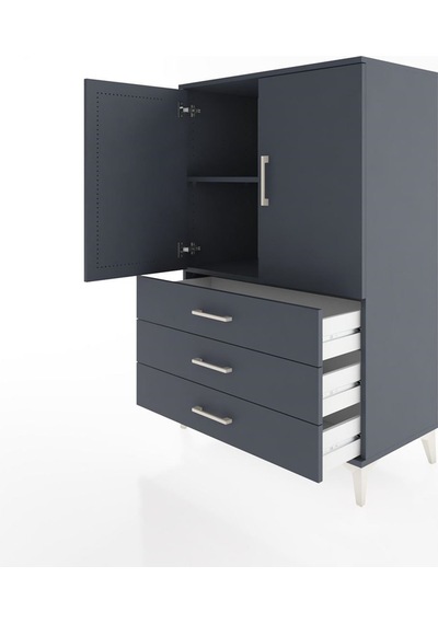 Hyperion Dolap 2 Raflı 3 Çekmeceli 2 Kapaklı 88x44x134 Antrasit-antrasit Antrasit