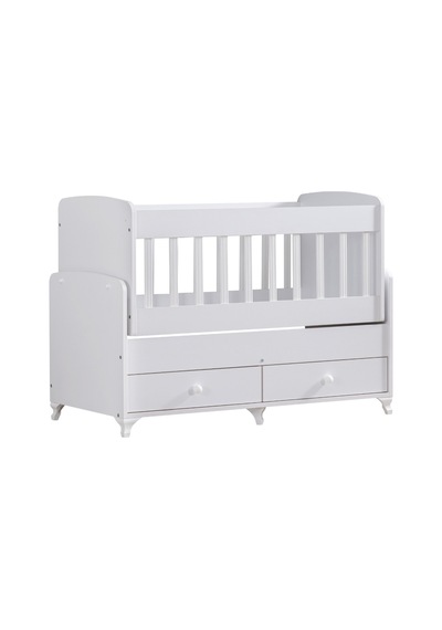 Beşik, Elegant Çekmeceli Sallanan Beşik 60x120- Beyaz Çok Renkli