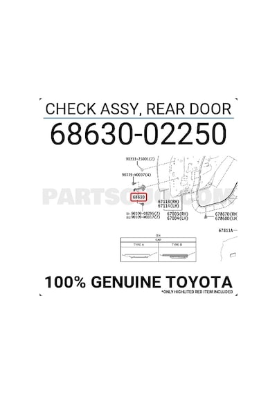 Kapı Gergisi Corolla / Auris Arka 2013-2019 R-l Oem No:6863002250