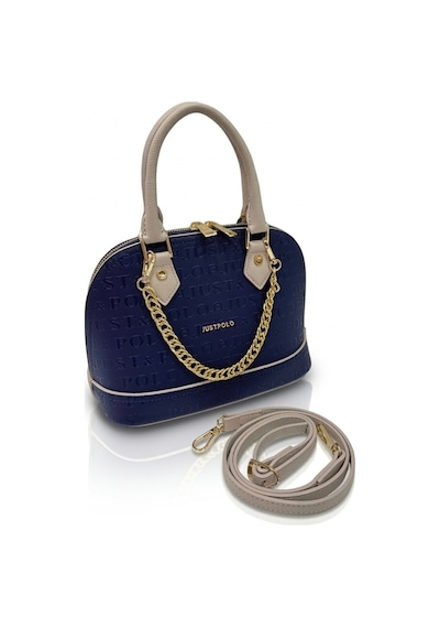 Just Polo Lüks Tasarım Zincir Detaylı Lüks El Ve Omuz Çantası Shopper Ebat : 25x22 Cm Lacivert - Taş