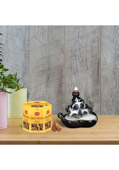 Hem Tütsü Geri Akış Şelale Palo Santo Ağacı Kokulu 40 Konik Tütsü - Palo Santo Backflow Incense Cones