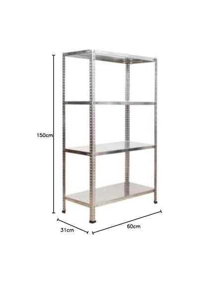 Galvanizraf 4 Katlı Galvaniz Çelik Raf Arşiv Rafı Depo Rafı Kiler Rafı 31x60x150 Çok Renkli
