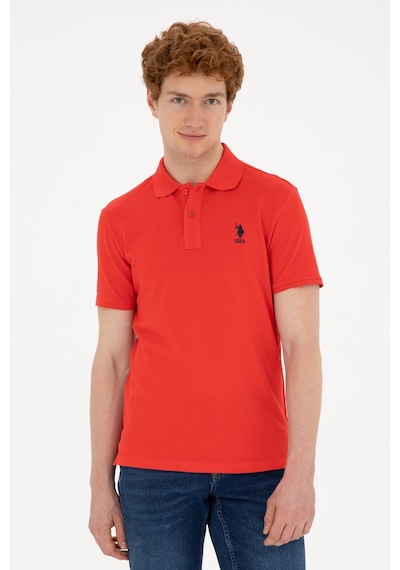 U.S. Polo Assn. Erkek Slim Fit Polo Yaka Kırmızı Basic Tişört 50279613-VR030