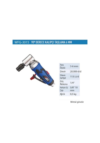 Wufu WFG3015 Havalı 6 MM Metal Gövde 90 Derece Kalıpcı Taşlama
