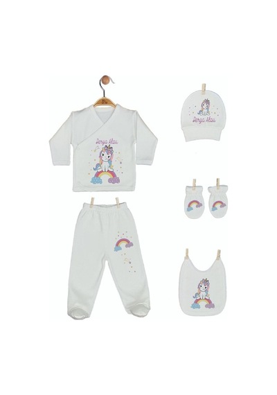 Pia Baby Gl 1916-05 İsme Özel Beşli Zıbın Set Krem