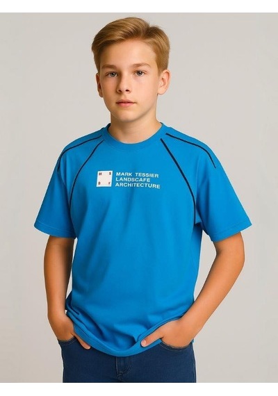 Çocuk Mark Yazılı Oversize Tasarım T-shirt-15956 Mavi
