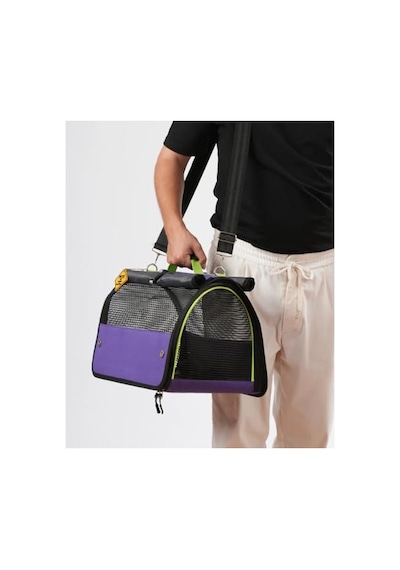 Reyo Brave Paws Flybag Plastik Yırtılmaz Fileli Kedi Ve Köpek Taşıma Çantası Seyahat Çantası Mor 45x25x26cm Havayolu Uçuş Standartlarına Uygun