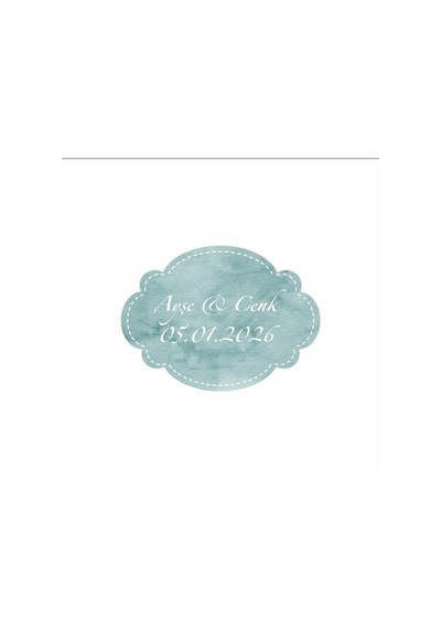 İkili Zincir Örgülü Kare Mühür Kına Nişan Düğün 3x3 Cm Özel Etiket / 50 Adet Sticker Beyaz