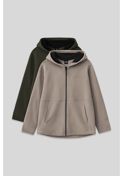 Standart Fit Kapüşonlu 2li Paket Haki-koyu Bej Kız Çocuk Sweatshirt - 75152 Haki - Kahverengi