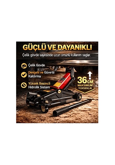 2 Ton Hidrolik Kriko Seti, Arabalı Çantalı Kriko, 36 Cm Maksimum Kaldırma, Dayanıklı Çelik Gövde, Araç Bakım Krikosu