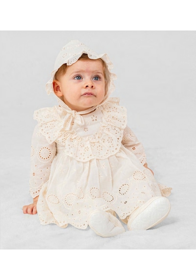 Pugi Baby Kız Bebek Şık Dantelli Mevlüt / Özel Gün Elbisesi Bej5