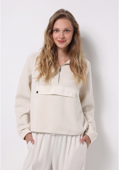 Colin's Colins Regular Fit Fermuarlı Düz Kadın Ekru Sweatshirt Cl1075635 Q1.v1 Ecr Ekru