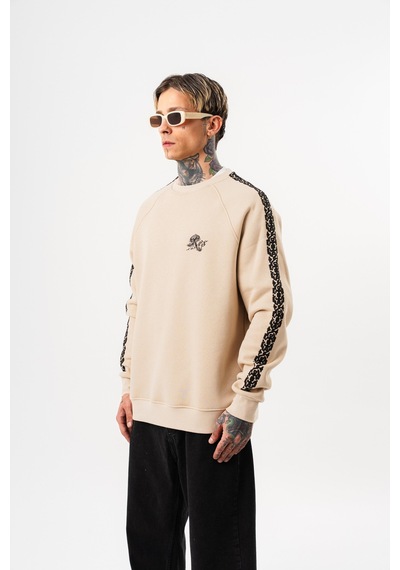Respire Erkek Empire Of Res Nakışlı Oversize Sweatshirt Bej