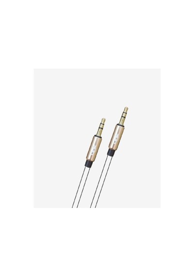 A585 3.5mm Aux Ses Kablosu Metalik Gold Başlıklı 1 Metre Beyaz