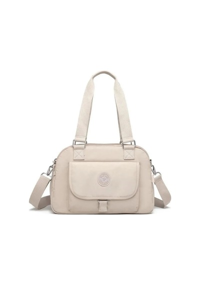 Smart Bags Orta Boy Çok Cepli Su Geçirmez Hafif Krınkıl Kumaş Kadın Omuz Çantası Bej