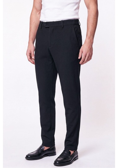 Comfort Fit Gofre Kumaş Esnek Pamuk Siyah Jogger Pantolon P 1224