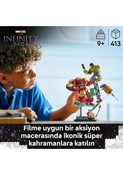 LEGO® ǀ Marvel Efsanevi Savaş: Hulkbuster, Hulk’a Karşı 76343 - 9 Yaş ve Üzeri Çocuklar için Yaratıcı Oyuncak Yapım Seti (413P)