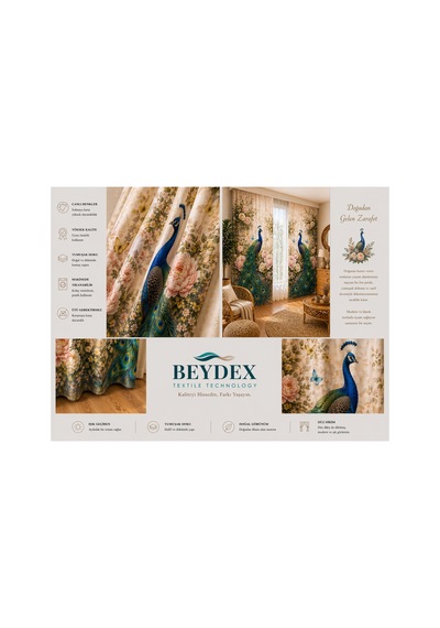 2 Adet 140x260 Cm Ölçüsünde Şık Dekoratif Fon Perde Koleksiyon Çok Renkli Yeşil