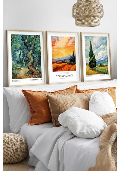 Huhuli Ahşap Çerçeveli Vincent Van Gogh Tablo Seti Huhu528