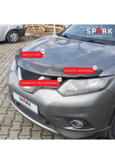 Nissan X-trail 2014-2017 Yılları Arası Ön Kaput Rüzgarlığı 3mm Siyah