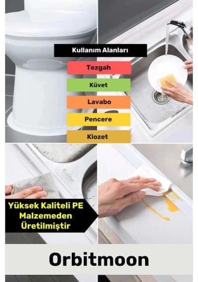 Özel Seri Premium Su Geçirmez Sızdırmaz Lavabo Küvet Yağ Nem Küf Önleyici 3.2m 2 Adet Izolasyon Bant