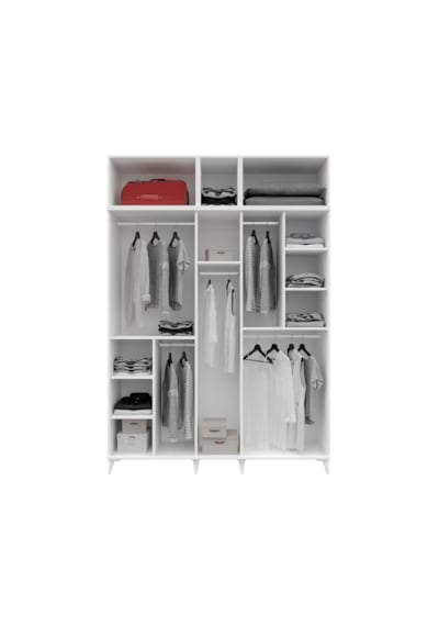 Guneystore Milas Gold 5 Kapaklı %100 Mdf Ayaklı Yüklüklü Gardırop
